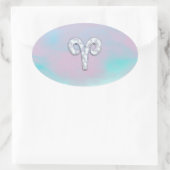 Mutter des Perlstils Aries Zodiac Symbol Ovaler Aufkleber (Tasche)