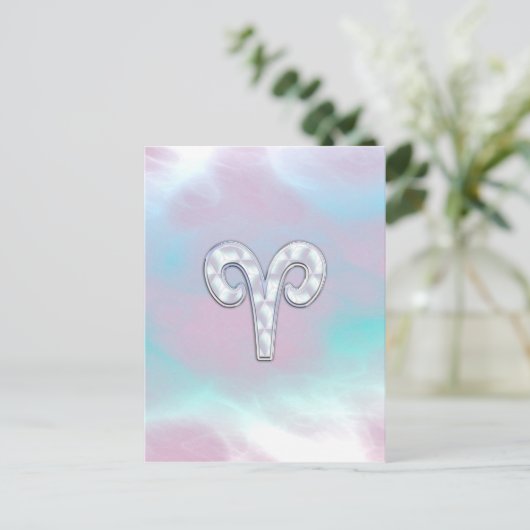 Mutter des Perlstils Aries Zodiac Symbol Postkarte (Stehend Vorderseite)