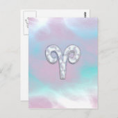 Mutter des Perlstils Aries Zodiac Symbol Postkarte (Vorne/Hinten)