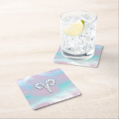 Mutter des Perlstils Aries Zodiac Symbol Rechteckiger Pappuntersetzer (Vor Ort)