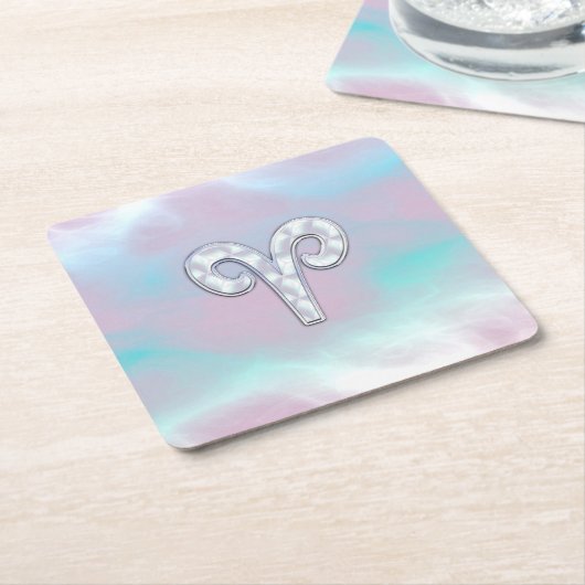 Mutter des Perlstils Aries Zodiac Symbol Rechteckiger Pappuntersetzer (angewinkelt)