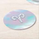Mutter des Perlstils Aries Zodiac Symbol Runder Pappuntersetzer (Angewinkelt)