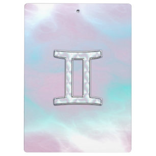 Mutter des Perlstils Gemini Zodiac Symbol Klemmbrett