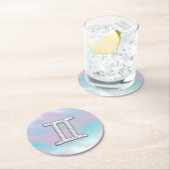 Mutter des Perlstils Gemini Zodiac Symbol Runder Pappuntersetzer (Vor Ort)