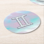 Mutter des Perlstils Gemini Zodiac Symbol Runder Pappuntersetzer (Angewinkelt)