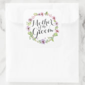 Mutter des Siegels "Groom Elegant Wreath Sticker" Quadratischer Aufkleber (Tasche)