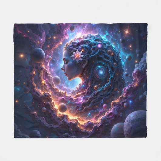 Mutter des Universums – Die die Sterne träumt. Fleecedecke (Vorderseite (Horizontal))