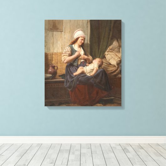 Mutter, die ihr Kind hält (von Rudolf Jordan) Leinwanddruck (Insitu (Holzboden))