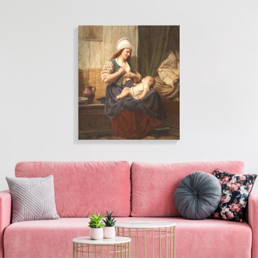 Mutter, die ihr Kind hält (von Rudolf Jordan) Leinwanddruck (Insitu (Wohnzimmer))