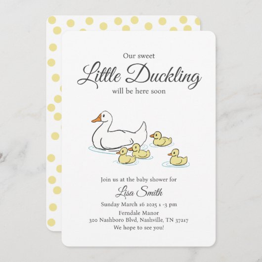Mutter Duck and Ducklings Babydusche Einladung (Vorne/Hinten)