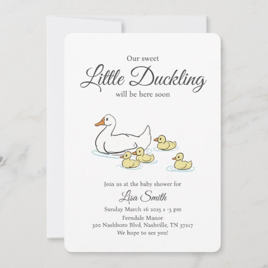 Mutter Duck and Ducklings Babydusche Einladung (Vorderseite)