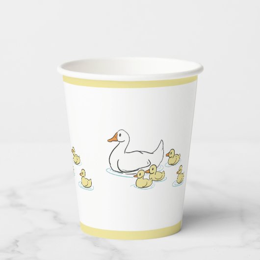 Mutter Duck und Ducklings Baby Dusche Papiertasse Pappbecher (Rückseite)