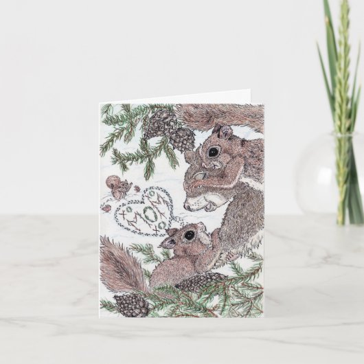 Mutter Eichhörnchen mit Babys Karte (Vorderseite)