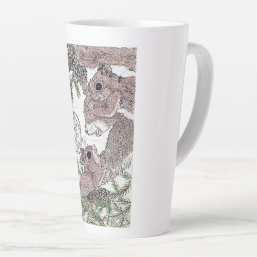 Mutter Eichhörnchen mit Kits Milchtasse (Rechte Ecke)