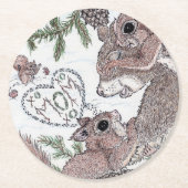 Mutter Eichhörnchen mit Kits Runder Pappuntersetzer (Vorderseite)