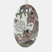 Mutter Eichhörnchen und Kits Keramik Ornament (Rechts)