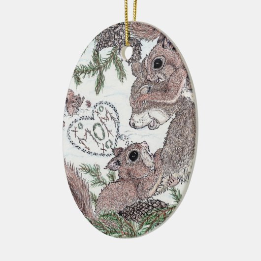 Mutter Eichhörnchen und Kits Keramik Ornament (Links)