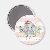 Mutter eines Mädchens - Baby Elefant und Blume Magnet (Vorderseite/Rückseite)