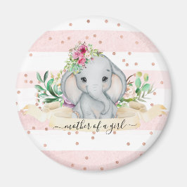 Mutter eines Mädchens - Baby Elefant und Blume Magnet