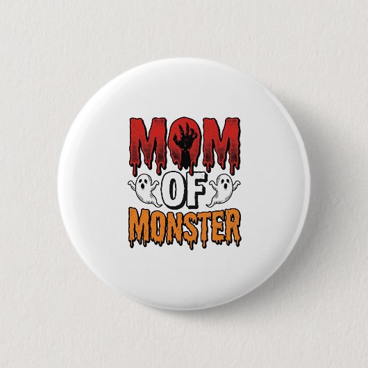 Mutter eines Monsters Vintage Halloween-Shirt-Desi Button (Vorderseite)