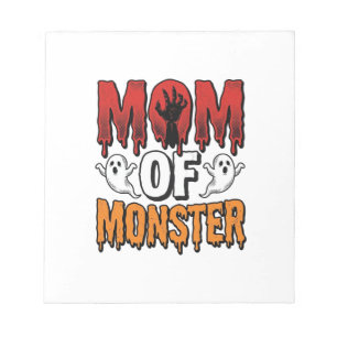 Mutter eines Monsters Vintage Halloween-Shirt-Desi Notizblock