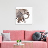 Mutter Elefant mit Baby Elephant Leinwand (Insitu (Wohnzimmer))