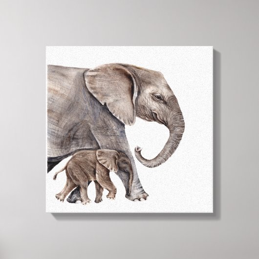 Mutter Elefant mit Baby Elephant Leinwand (Vorderseite)
