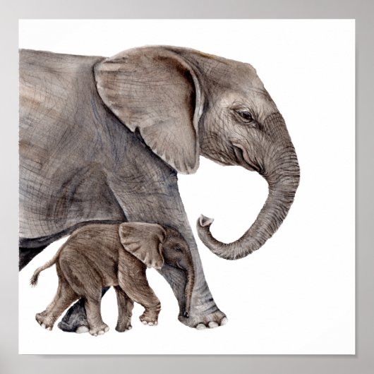 Mutter Elefant mit Baby Elephant Poster (Vorne)