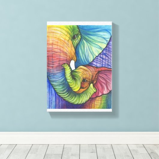 Mutter Elefant und Kind Leinwanddruck (Insitu (Holzboden))