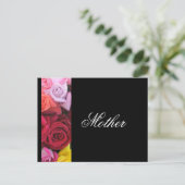 Mutter Elegante Rose Gruß Postkarte schwarz (Stehend Vorderseite)