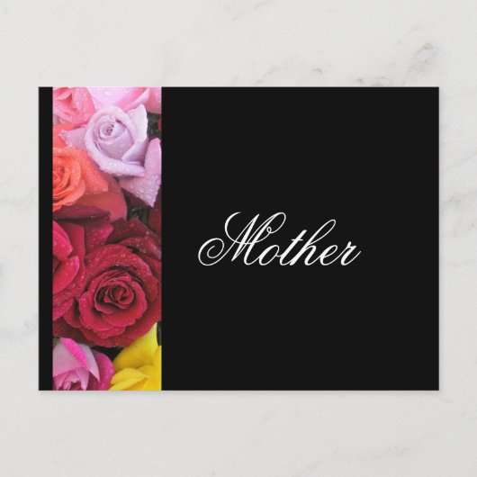 Mutter Elegante Rose Gruß Postkarte schwarz (Vorderseite)