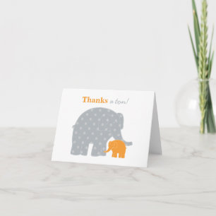 Mutter Elephant Orange Grey Dots Baby Dusche Dankeskarte