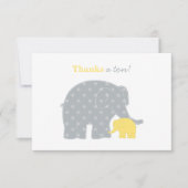 Mutter Elephant Yellow Dots Baby Dusche Dankeskarte (Vorderseite)