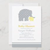 Mutter Elephant Yellow Dots Baby Dusche Einladung (Vorderseite)