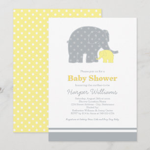 Mutter Elephant Yellow Dots Baby Dusche Einladung