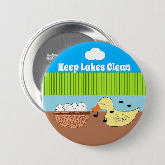 Mutter Ente singt mit ihren Eiern Button (Vorne & Hinten)