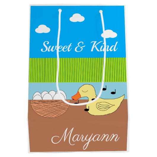 Mutter Ente singt mit ihren Eiern Mittlere Geschenktüte (Rückseite)