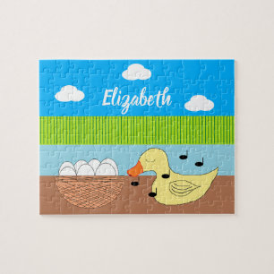 Mutter Ente singt mit ihren Eiern Puzzle