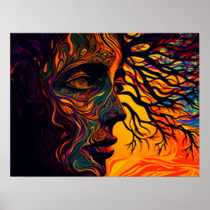 Mutter Erde als Baum Poster