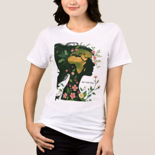 Mutter Erde Frau Silhouette – Florale Naturgöttin Tri-Blend Shirt
