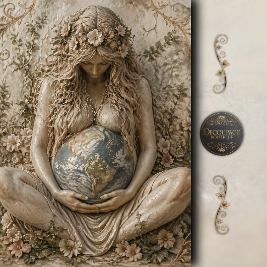 Mutter-Erde-Göttin-Porträt-Decoupage Seidenpapier