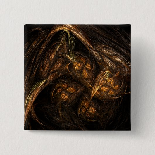 Mutter Erde Moderne Abstrakte Kunst Golden Fraktal Button (Vorderseite)