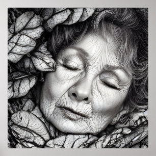 Mutter Erde schläft unter den Blätter Poster