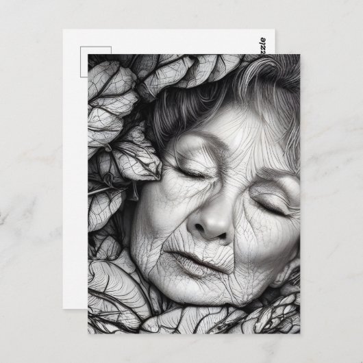 Mutter Erde schläft unter den Blätter Postkarte (Vorne/Hinten)