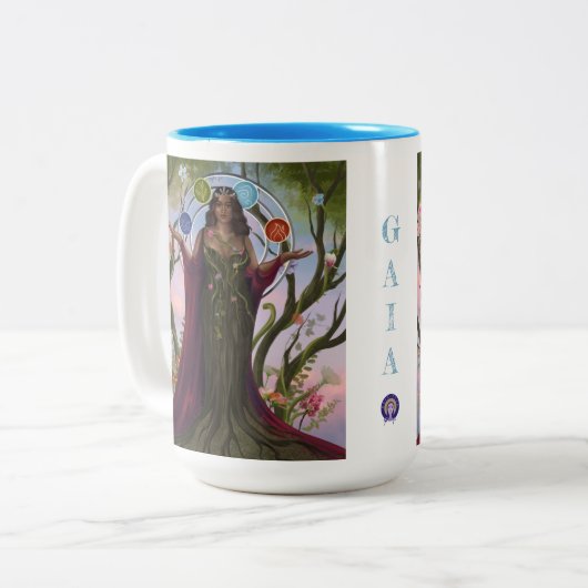 Mutter Erdgöttin GAIA Latte Tasse (Volltext) (Vorderseite Links)