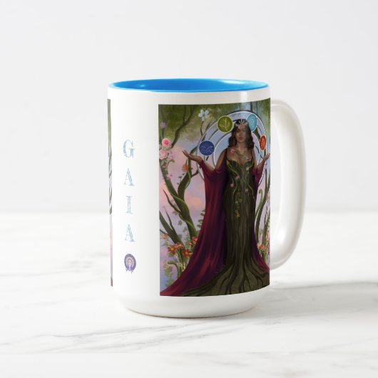 Mutter Erdgöttin GAIA Latte Tasse (Volltext) (VorderseiteRechts)