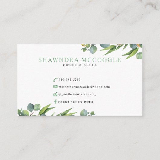 Mutter ernähren Doula Visitenkarte (Rückseite)