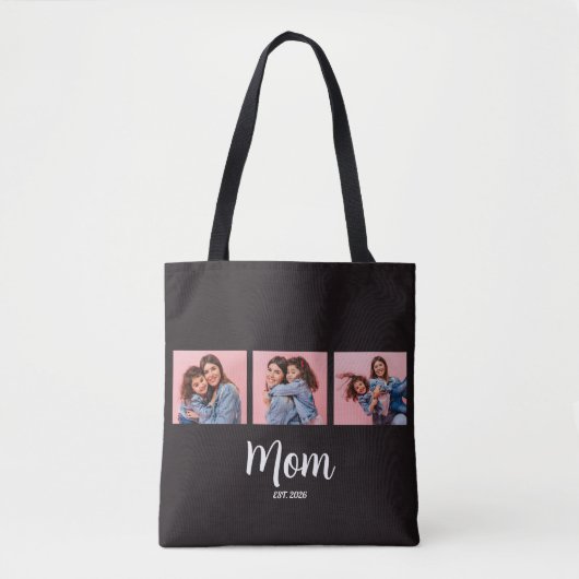 Mutter Erstellte Skript Schwarz 3 Foto Tasche (Vorderseite)