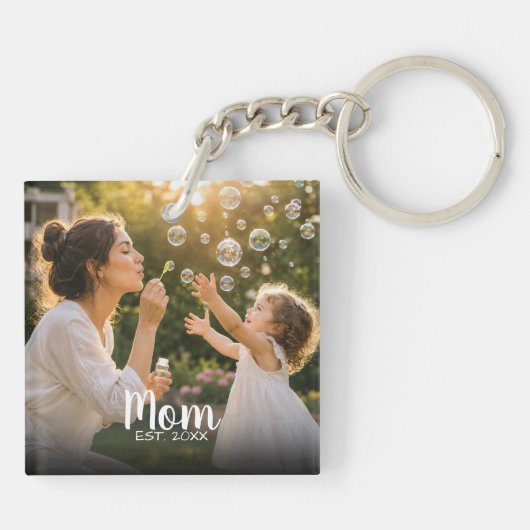 Mutter Etabliert Foto-Erinnerungsgeschenk Schlüsselanhänger (Rückseite)