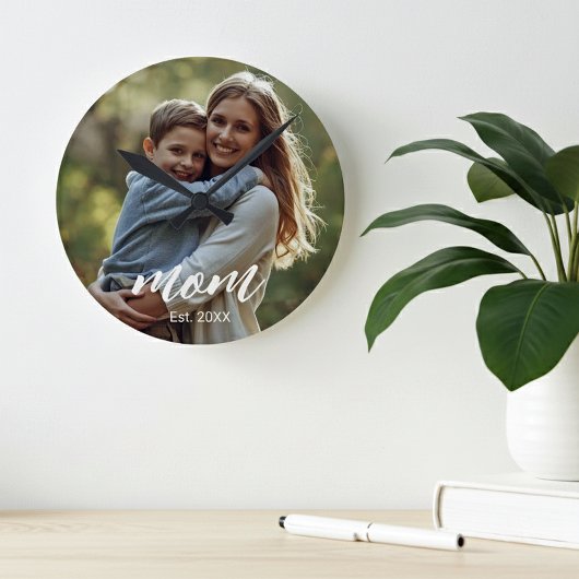 Mutter etablierte Foto Muttertag Runde Wanduhr